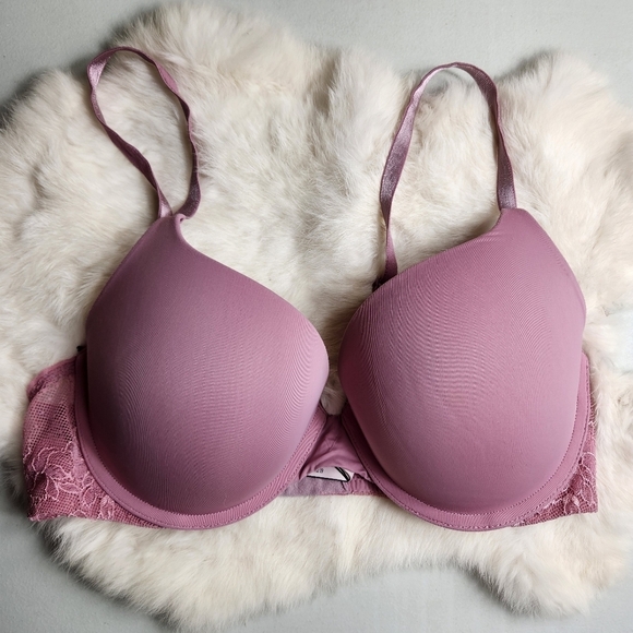 Victorias Secret Womens Rose Pink T-Shirt Push Up Bra-Size 32D - Picture 1 of 6